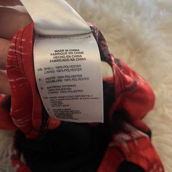 ADIDAS Graphic Stripe V Back Red Black White 1pc Swim Suit NEW Women’s Size 32 - Picture 4 of 5